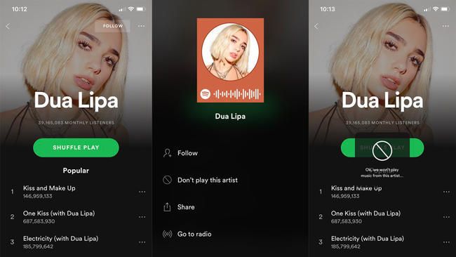 Spotify hat eine Funktion „Spielen Sie diesen Künstler nicht ab“ veröffentlicht, mit der Sie ihre Musik blockieren können