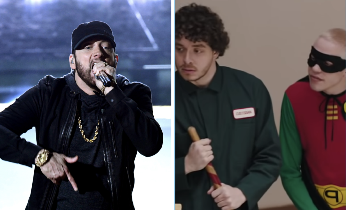 Eminem reageerib Jack Harlowi ja Pete Davidsoni SNL-i spoof & Readiesi 1. NFT väljaandele