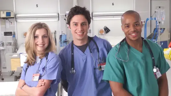 Scrubs-Stars Sarah Chalke, Zach Braff und Donald Faison
